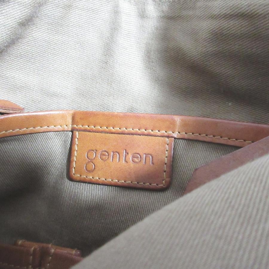 genten（ゲンテン） 美品 レザー ステッチ ショルダーバッグ ブラウン 