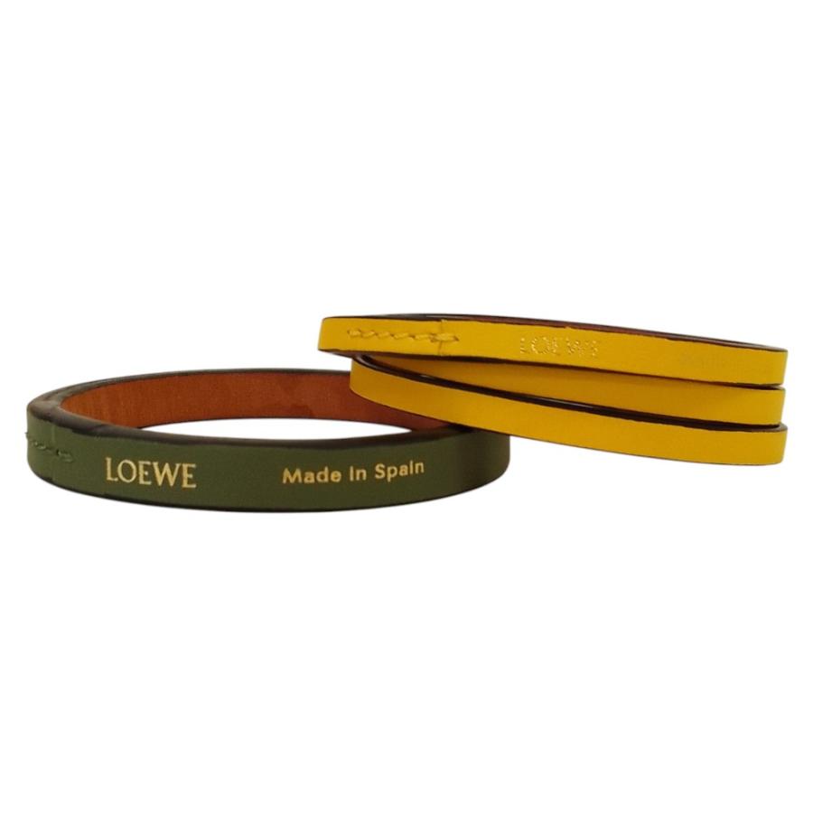 人気　LOEWE ロエベ　ダブルバングル ブレスレット　イエロー　グリーン 人気 LOEWE ロエベ ダブルバングル ブレスレット イエロー グリーン