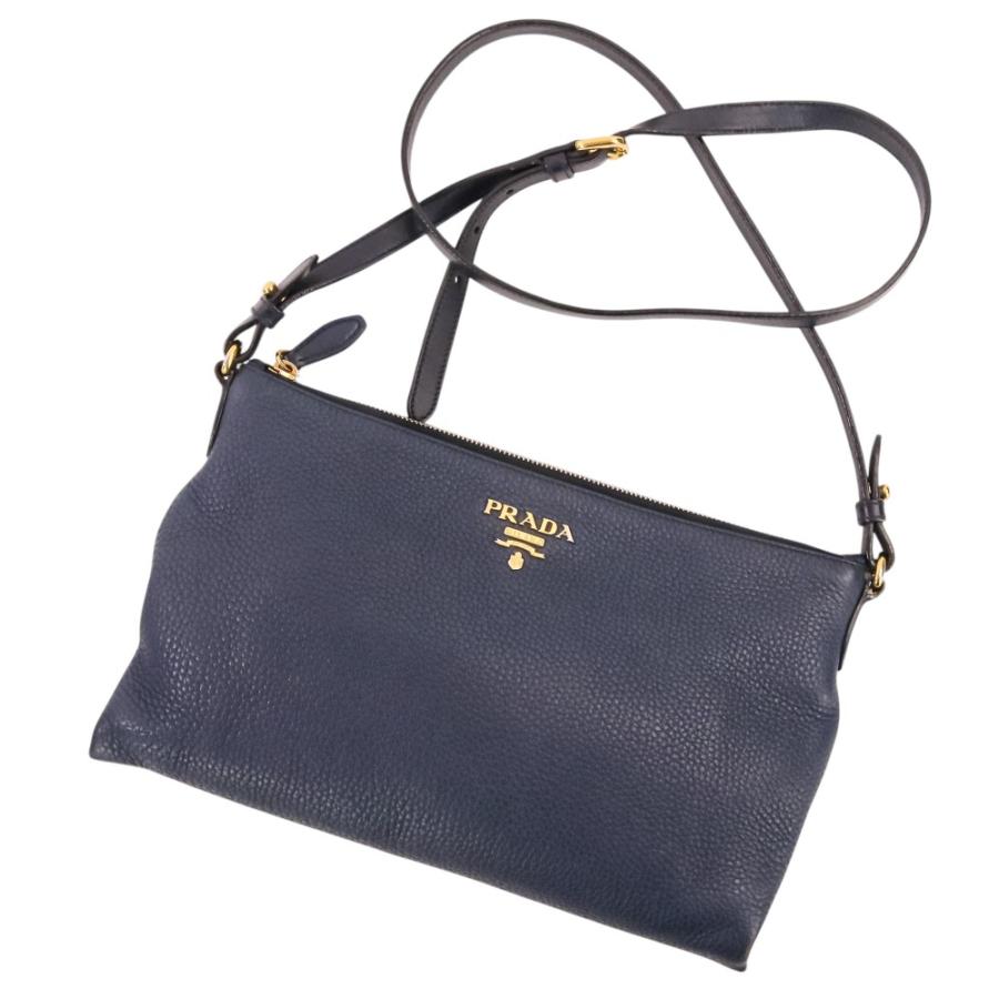PRADA（プラダ） 良品 VIT.DAINO レザー ショルダーバッグ ストライプ