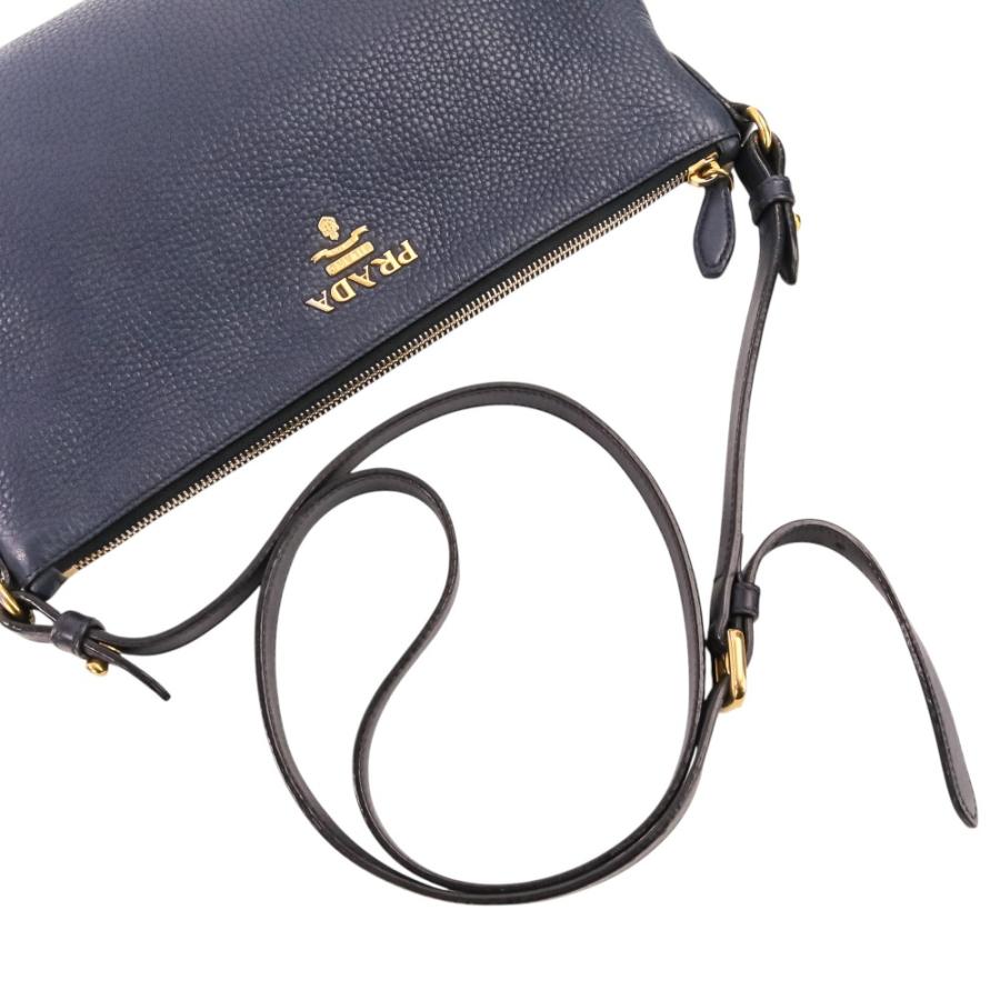 PRADA（プラダ） 良品 VIT.DAINO レザー ショルダーバッグ ストライプ