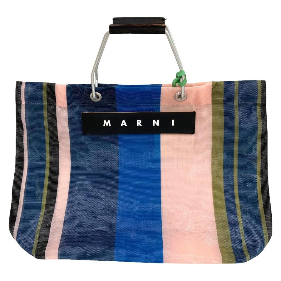 MARNI ストライプ メッシュバッグ MARNI（マルニ） 美品 フラワーマーケット ストライプ メッシュ トート