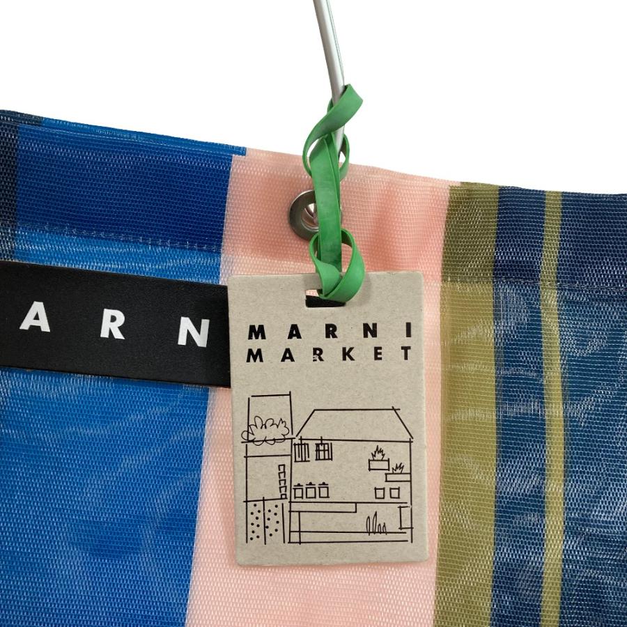新品未使用品Marniフラワーマーケット完売品 MARNI（マルニ） 美品 フラワーマーケット ストライプ メッシュ トート