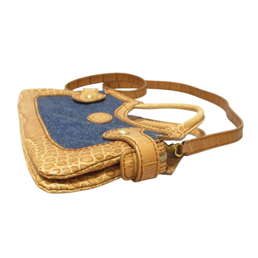 良品 TOD'S トッズ クロコ型押し デニム コンビ 2WAY ハンドバッグ