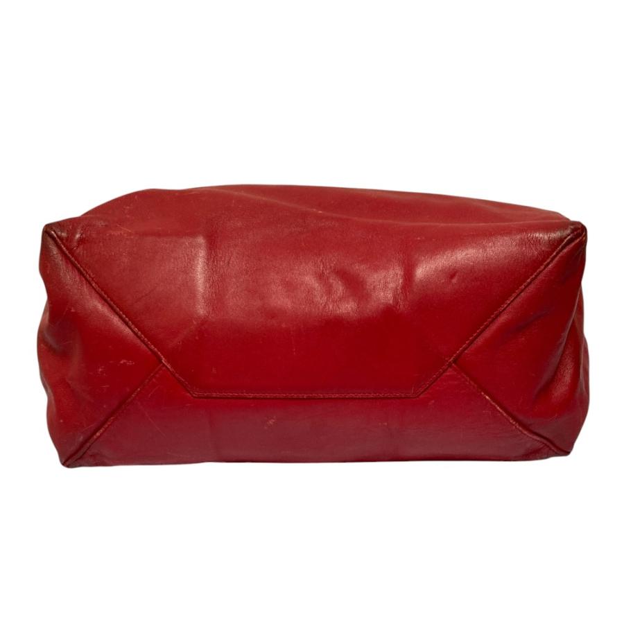 CELINE セリーヌ ホリゾンタルカバ レザートートバッグ レッド レディース 古着 中古_3