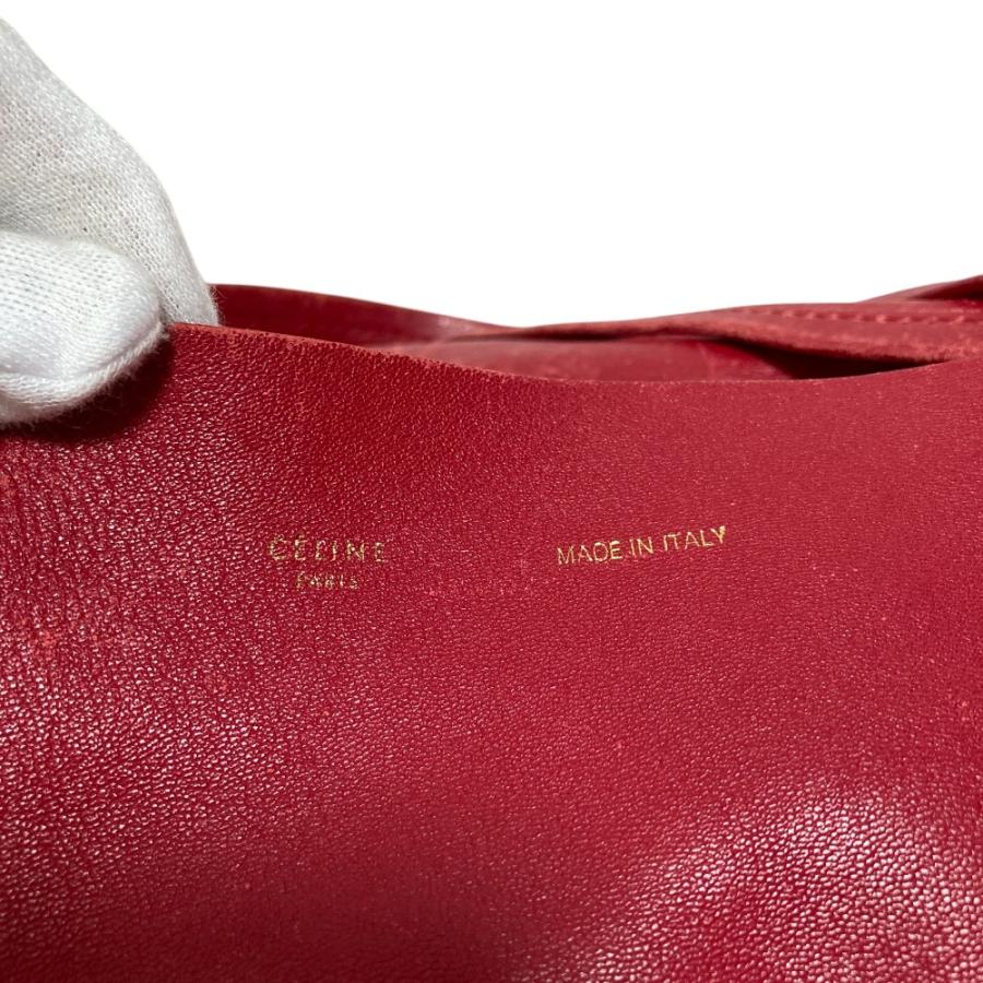 CELINE セリーヌ ホリゾンタルカバ レザートートバッグ レッド レディース 古着 中古_4