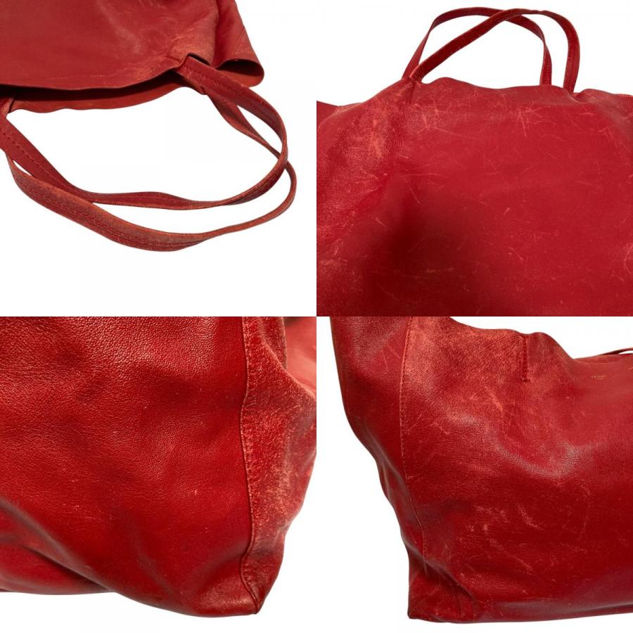 CELINE セリーヌ ホリゾンタルカバ レザートートバッグ レッド レディース 古着 中古_8