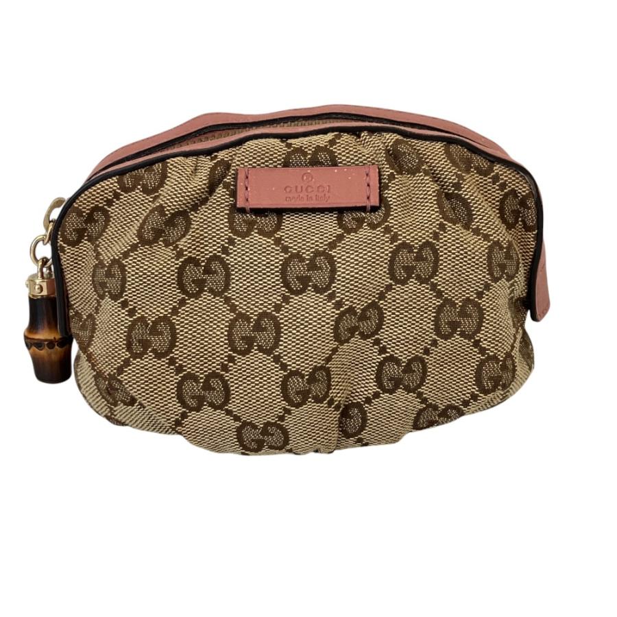 GUCCI GGキャンバス ポーチ チャーム付き GUCCI（グッチ） 良品 GGキャンバス バンブーチャーム ポーチ 246174