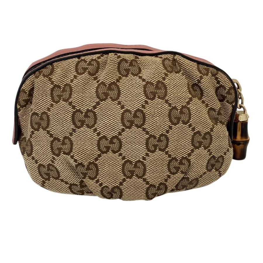 GUCCI（グッチ） 良品 GGキャンバス バンブーチャーム ポーチ 246174