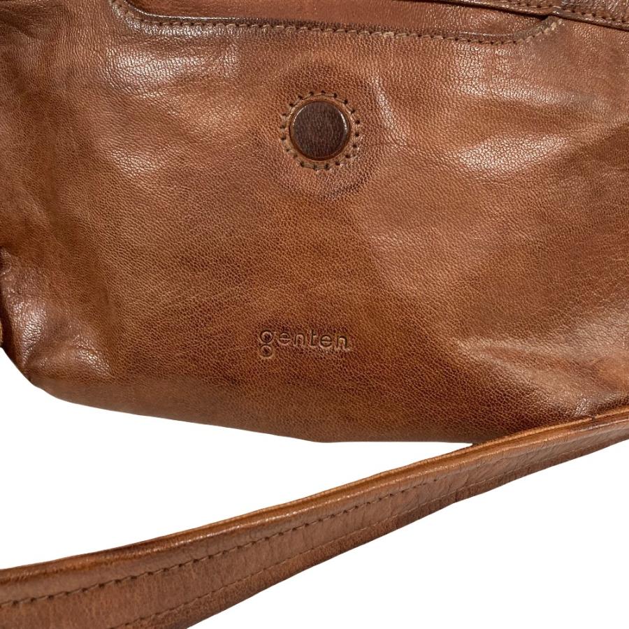 genten（ゲンテン） 良品 レザー ショルダーバッグ ブラウン