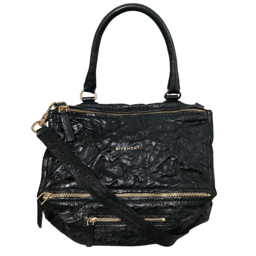 良品 GIVENCHY パンドラ 2way ショルダーバッグ シワ加工 黒 革 GIVENCHY（ジバンシィ） 美品 パンドラ シワ加工 2way ショルダー