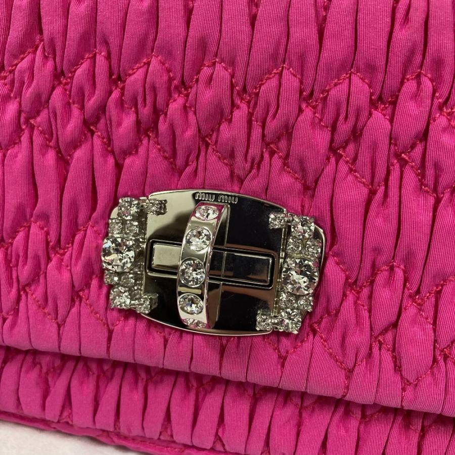 miu miu（ミュウミュウ） 美品 ナッパ クリスタル マテラッセ ビジュー