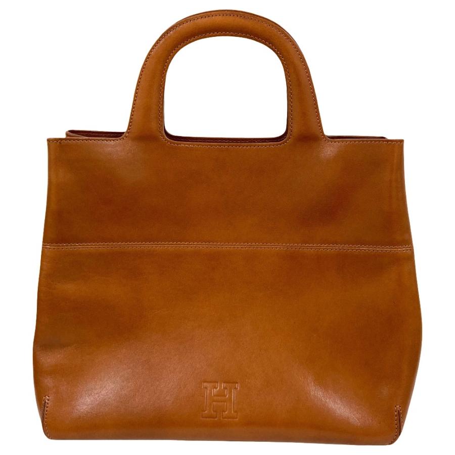 【極美品】ヒロフ　トートバッグ　オールレザー　イントレチャート　ブラウン HIROFU（ヒロフ） 美品 レザー トートバッグ ブラウン レディース 古着