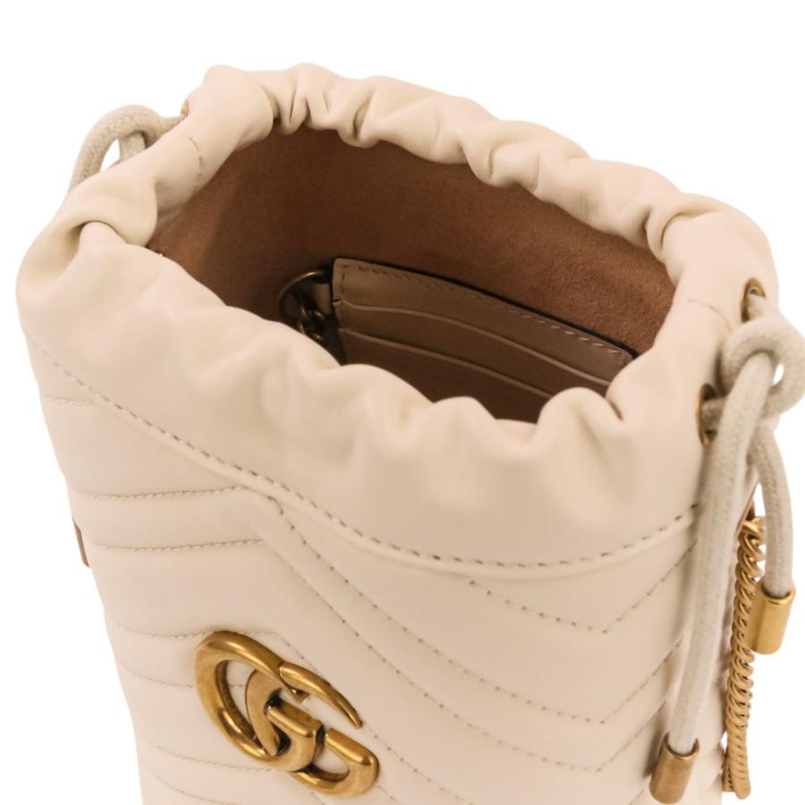 GUCCI（グッチ） 美品 GGマーモント レザー ミニ バケット チェーン