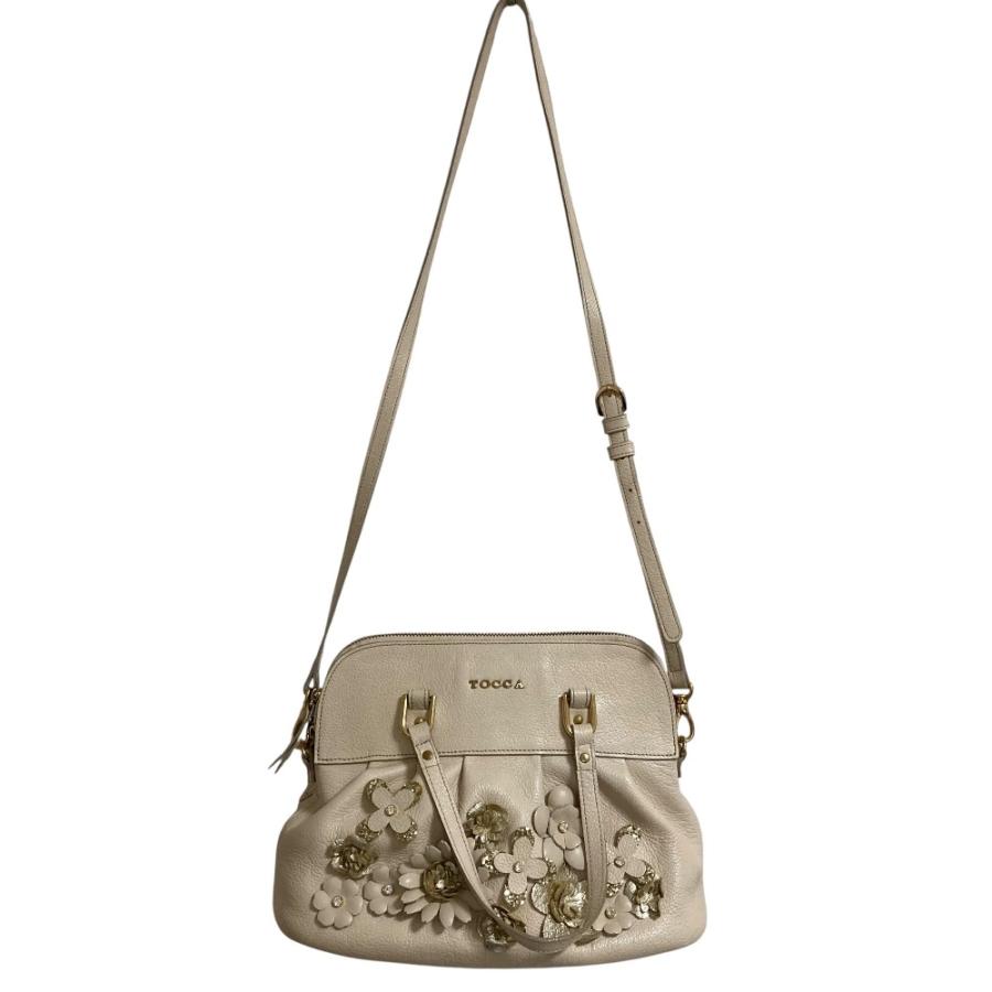 TOCCA（トッカ） 良品 フラワー 2WAY ショルダーバッグ ライトベージュ 