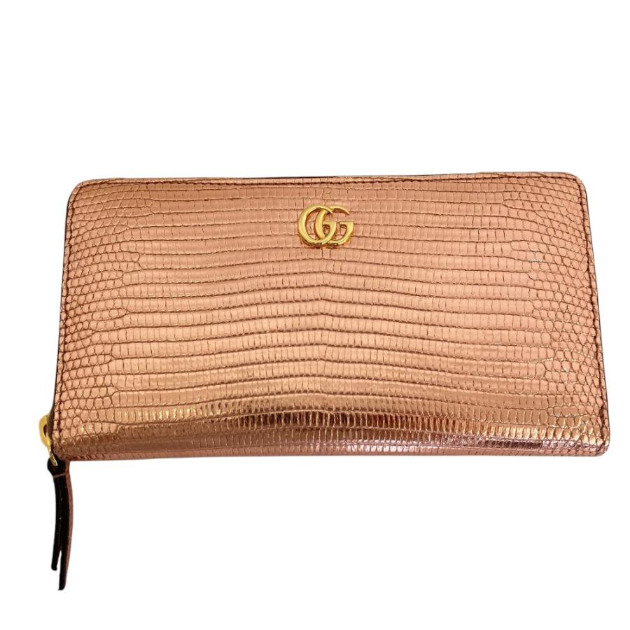 【付属品完備／今だけ限定価格！】GUCCI 長財布 GGマーモント 美品 GUCCI（グッチ） 未使用 GGマーモント リザードエンボス ラウンド