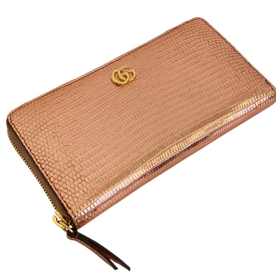GUCCI（グッチ） 未使用 GGマーモント リザードエンボス ラウンド