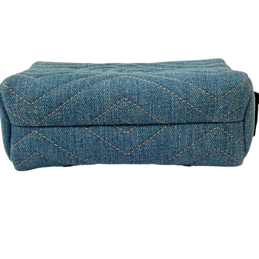 GUCCI（グッチ） 美品 GGマーモント デニム 化粧ポーチ 476165 ブルー