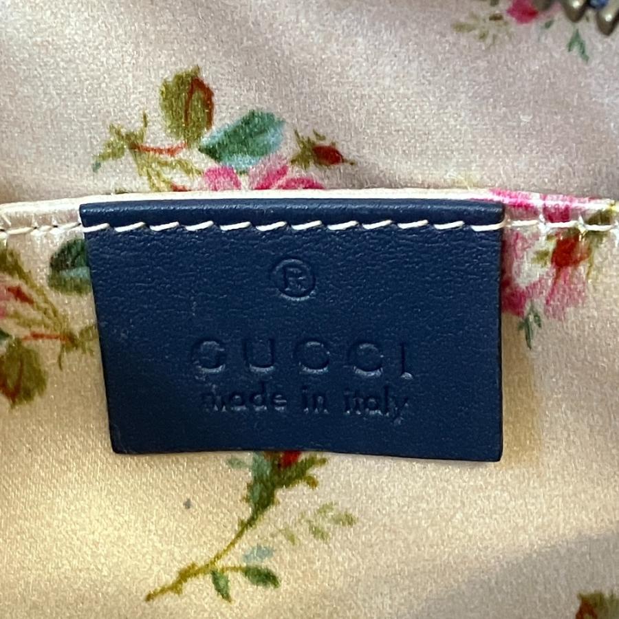 GUCCI（グッチ） 美品 GGマーモント デニム 化粧ポーチ 476165 ブルー