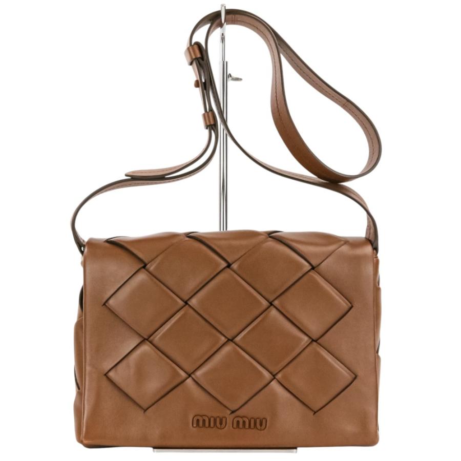 miu miu（ミュウミュウ） 良品 編み込みレザー クロスボディー 