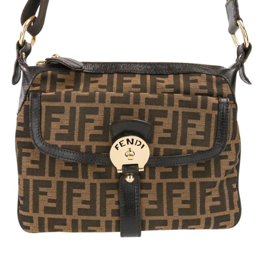 FENDI（フェンディ） 良品 ズッカ柄 キャンバス ショルダーバッグ 