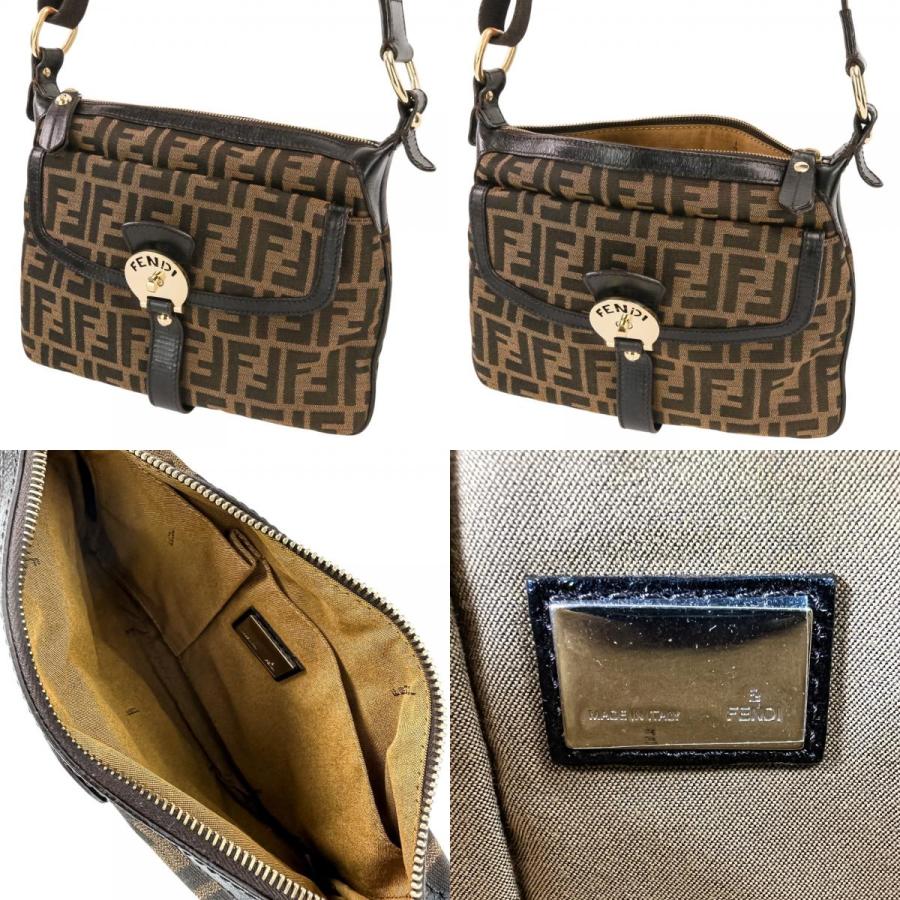 FENDI（フェンディ） 良品 ズッカ柄 キャンバス ショルダーバッグ 