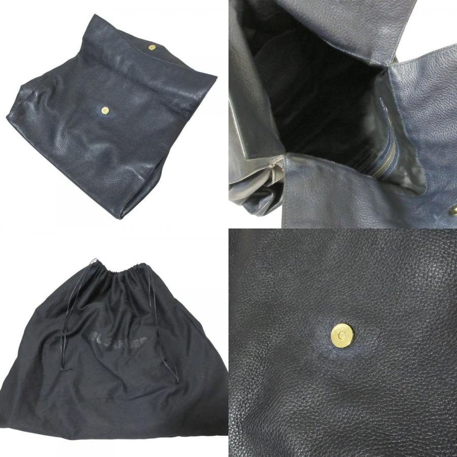 JIL SANDER（ジルサンダー） レザー ハンドバッグ ダークネイビー