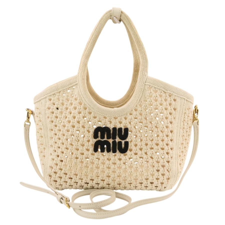 miu miu（ミュウミュウ） 良品 IVY ロゴ メッシュ ポーチ付き 2way