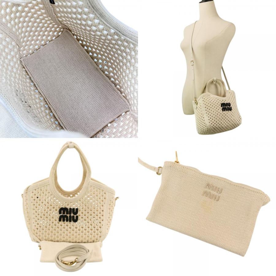 miu miu（ミュウミュウ） 良品 IVY ロゴ メッシュ ポーチ付き 2way