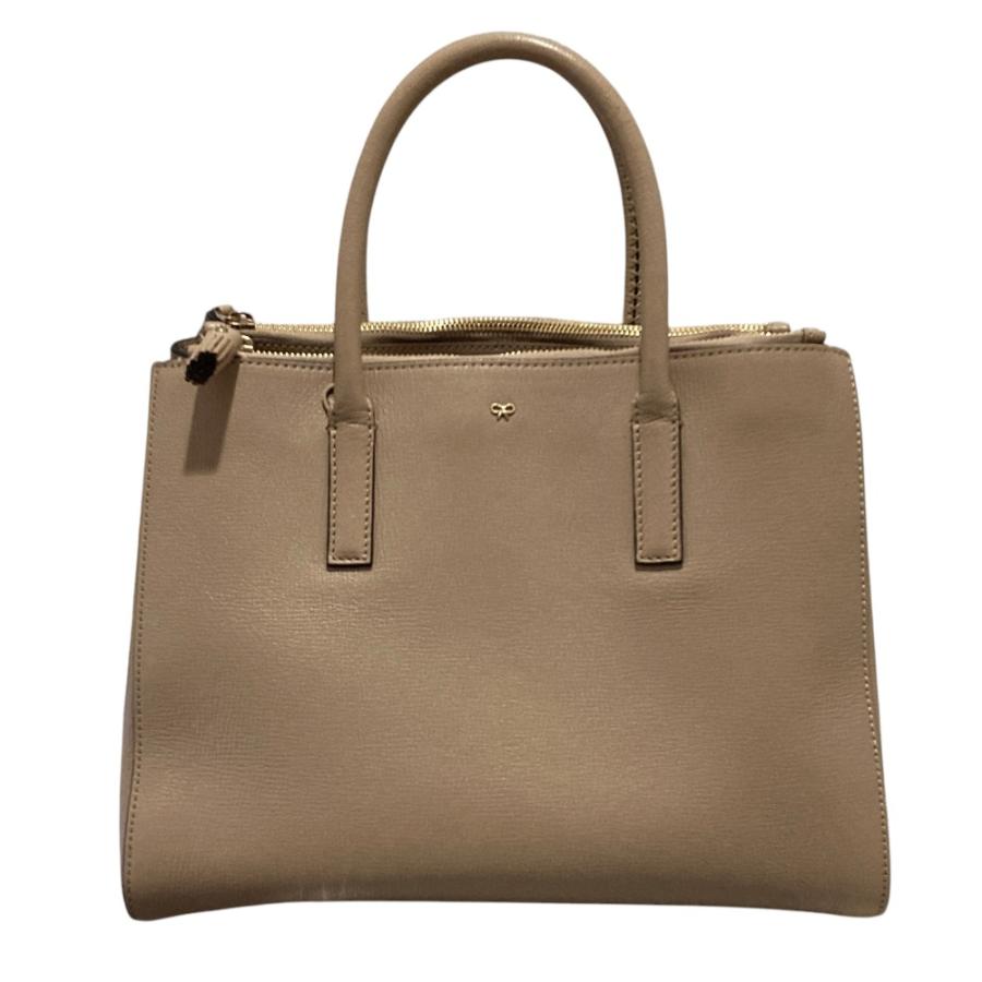 ANYA HINDMARCH トートバッグ レザー ベージュ ANYA HINDMARCH（アニヤ・ハインドマーチ） 美品 イーブリー スマイル