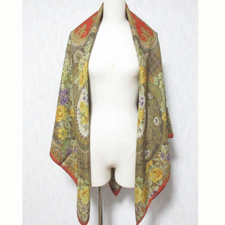 ETRO（エトロ） 美品 フラワー ペイズリー柄 ウールシルク 大判