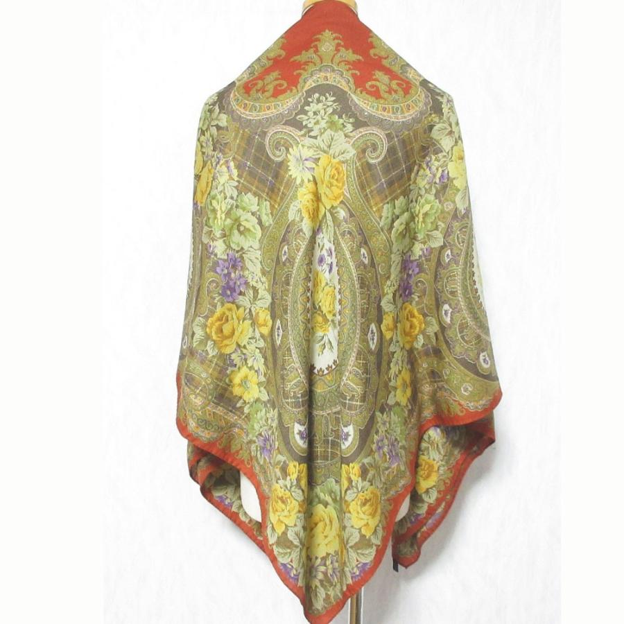 ETRO（エトロ） 美品 フラワー ペイズリー柄 ウールシルク 大判