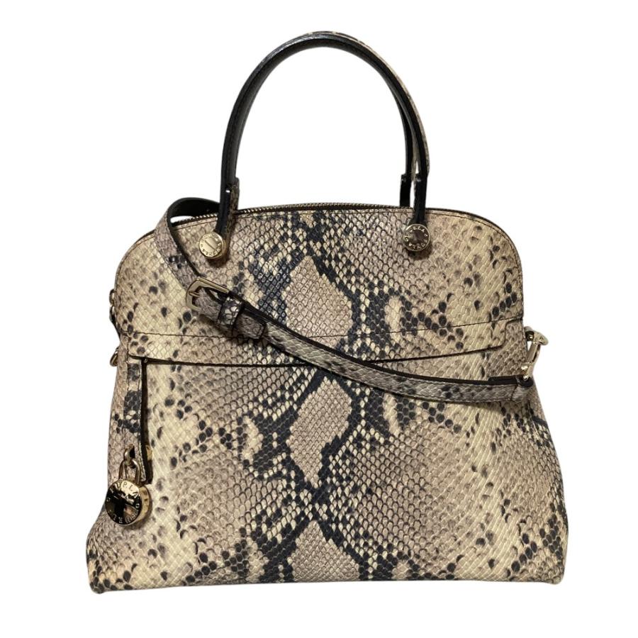FURLA（フルラ） 美品 パイソン型押し パイパー 2Way ハンドバッグ 