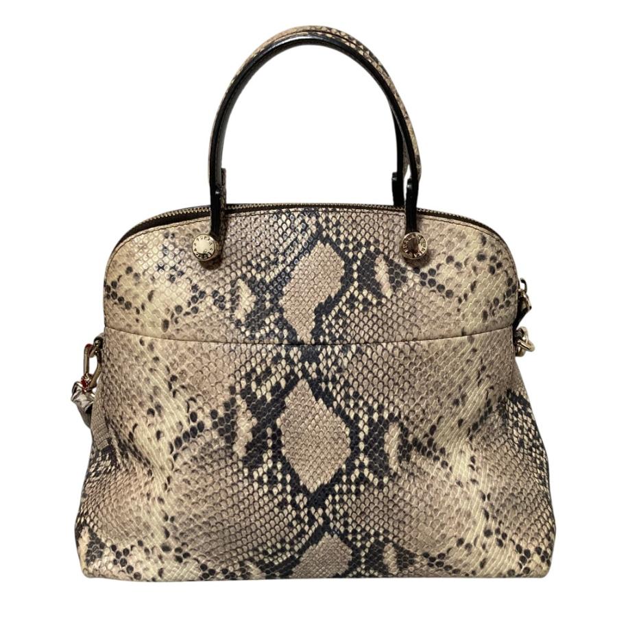 FURLA（フルラ） 美品 パイソン型押し パイパー 2Way ハンドバッグ 