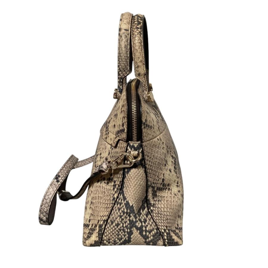 美品 FURLA フルラ ハンドバッグ 2WAYバッグ パイソン型押しレザー [美 