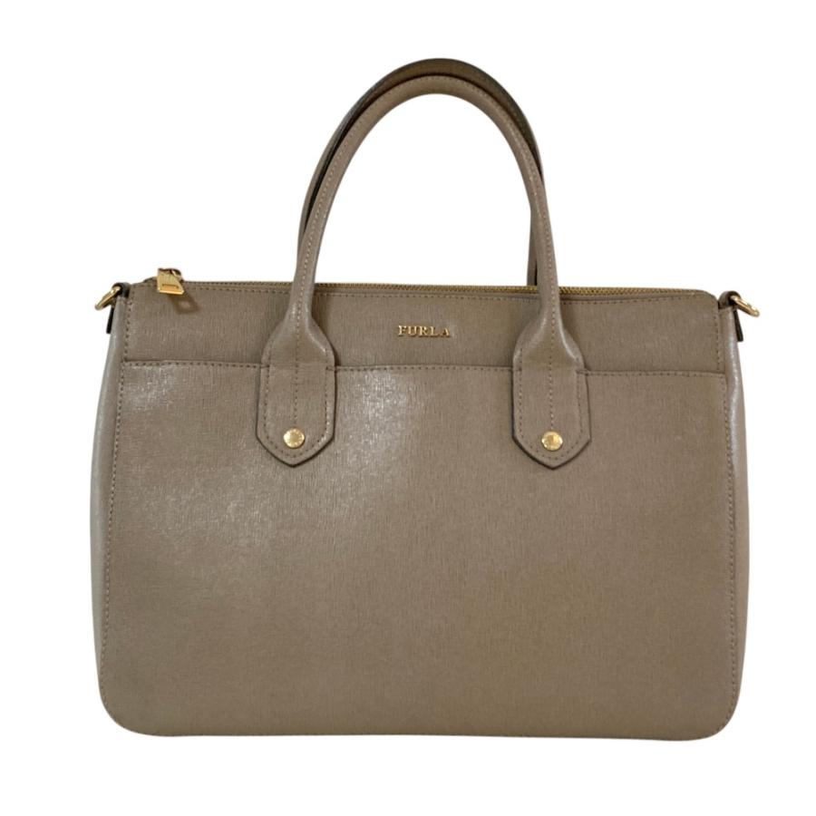 FURLA トートバッグ グレージュ レザー FURLA（フルラ） 美品 レザー トートバッグ ハンドバッグ グレージュ