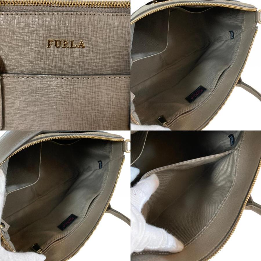 FURLA トートバッグ グレージュ レザー FURLA（フルラ） 美品 レザー トートバッグ ハンドバッグ グレージュ