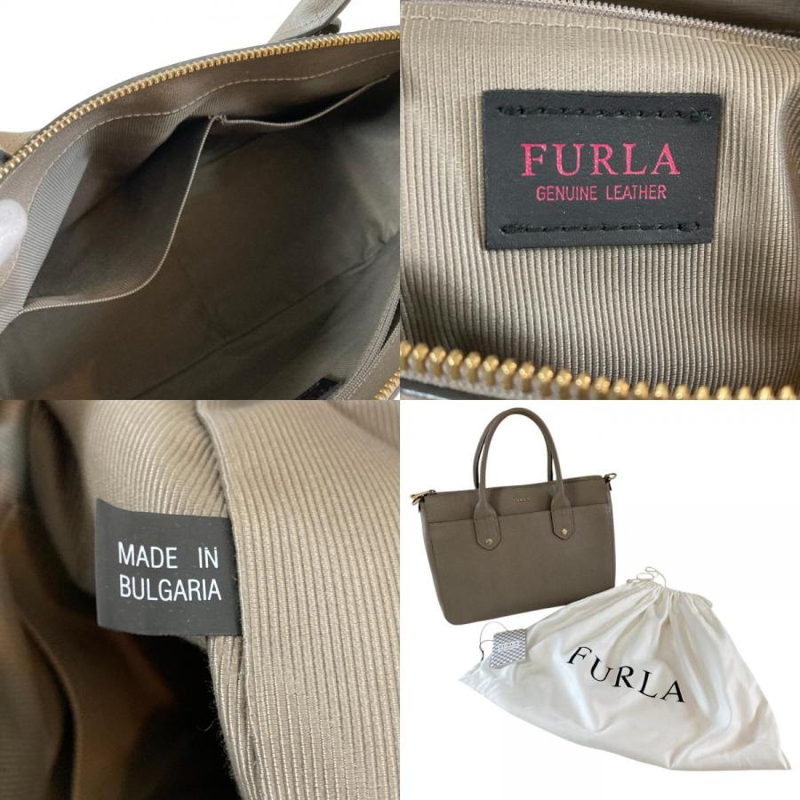 FURLA（フルラ） 美品 レザー トートバッグ ハンドバッグ グレージュ
