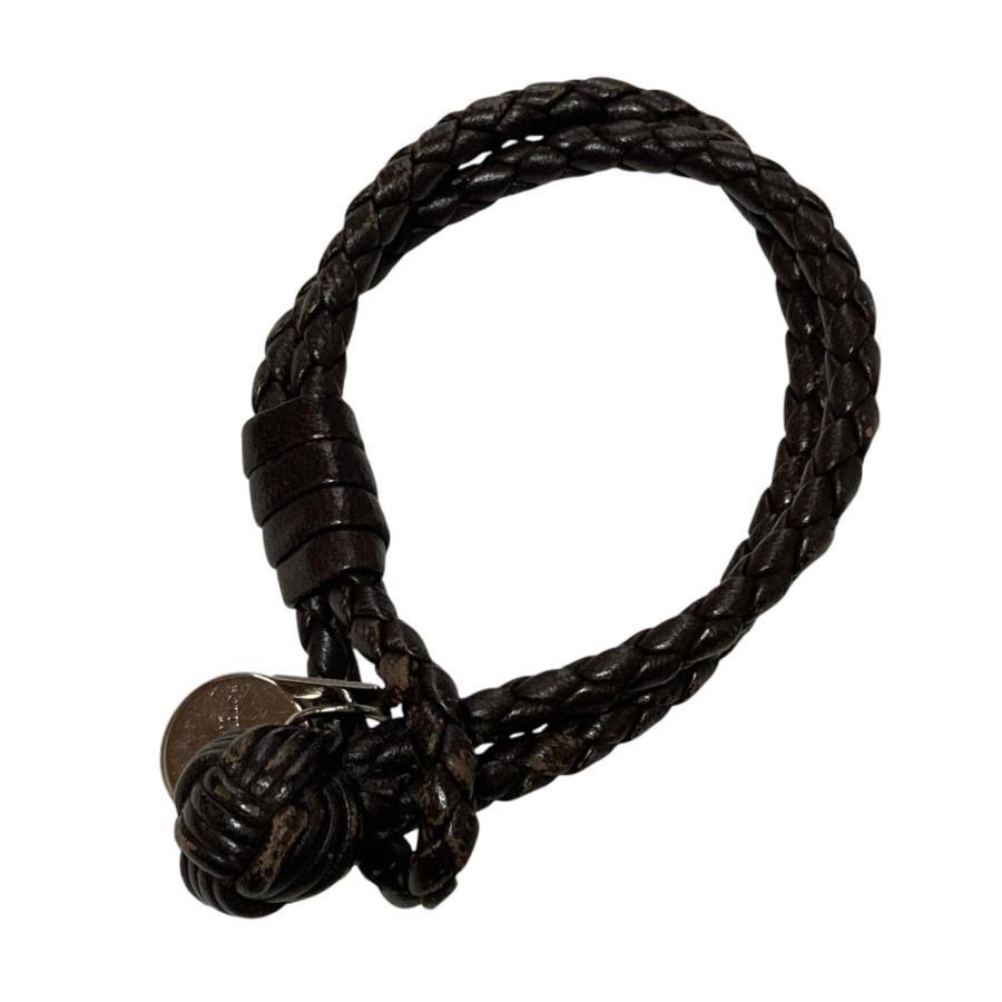 美品　ボッテガヴェネタ　ブレスレット　レザー　ブラウン　イントレチャート 良品 Bottega Veneta ボッテガヴェネタ イントレチャートレザー