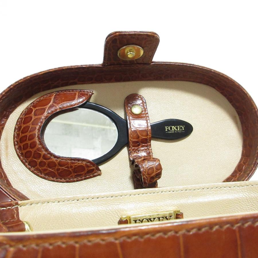 FOXEY（フォクシー） 良品 クロコ型押しレザー バニティバッグ 2Way