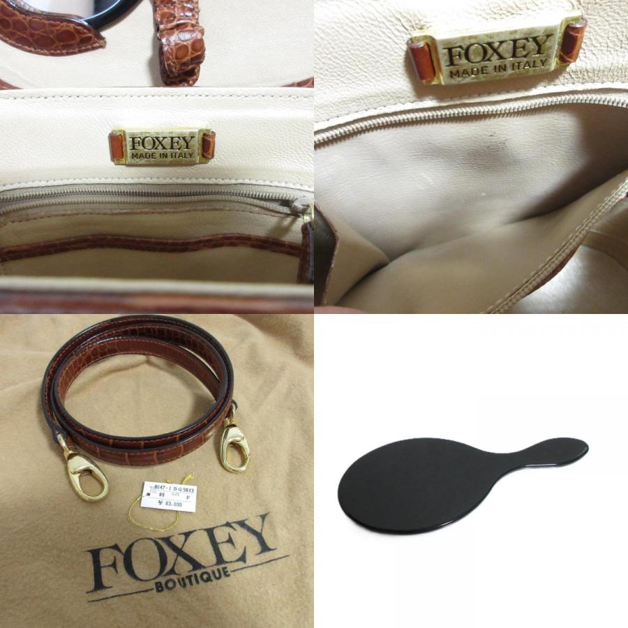 FOXEY（フォクシー） 良品 クロコ型押しレザー バニティバッグ 2Way