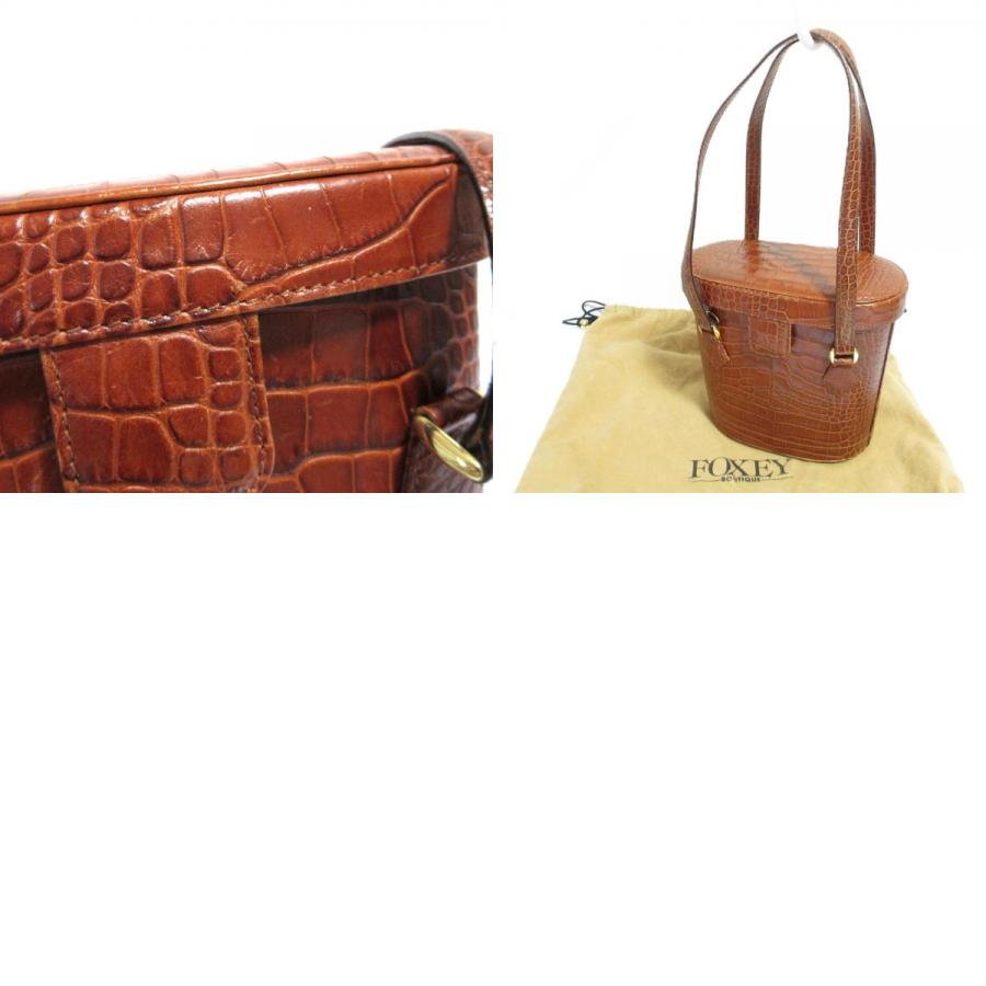 FOXEY（フォクシー） 良品 クロコ型押しレザー バニティバッグ 2Way