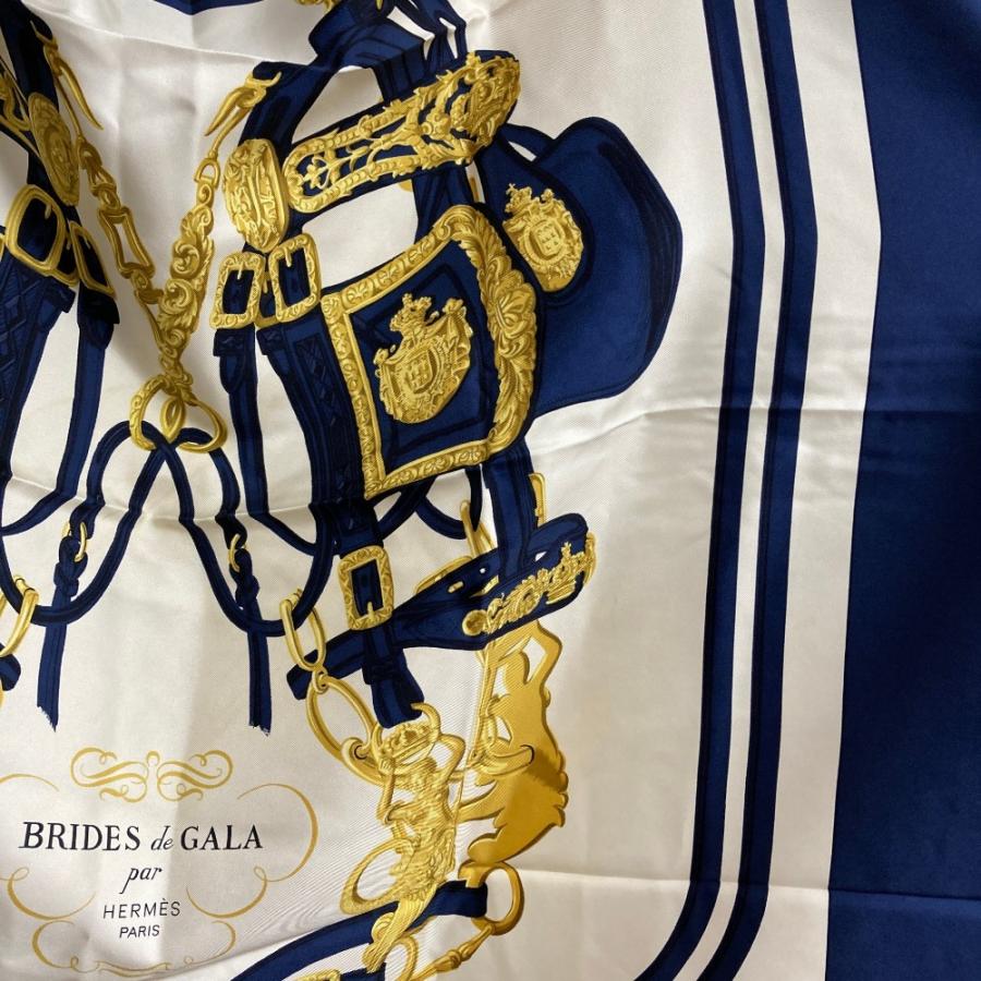 HERMES（エルメス） 良品 カレ90 BRIDES de GALA スカーフ ネイビー