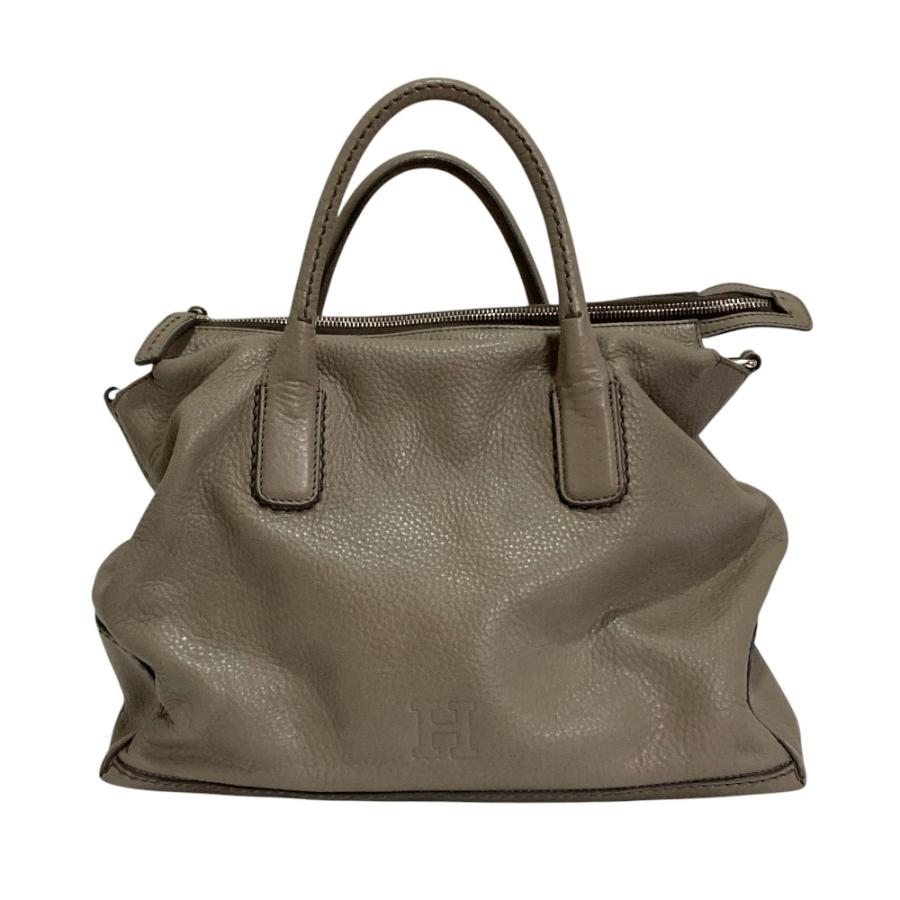 【美品】HIROFU ヒロフ デュオ レザーショルダーバッグ 2WAY 本革 HIROFU（ヒロフ） 美品 デュオ レザー 2wayバッグ グレー レディース