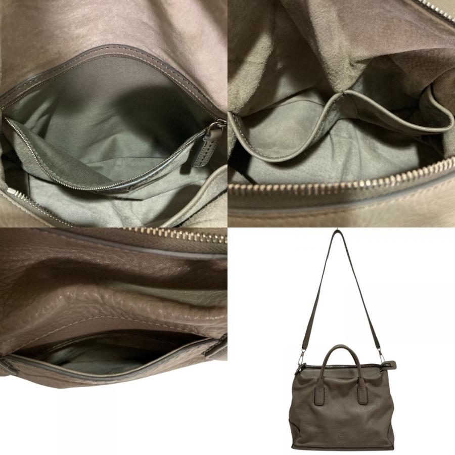 HIROFU（ヒロフ） 美品 デュオ レザー 2wayバッグ グレー レディース