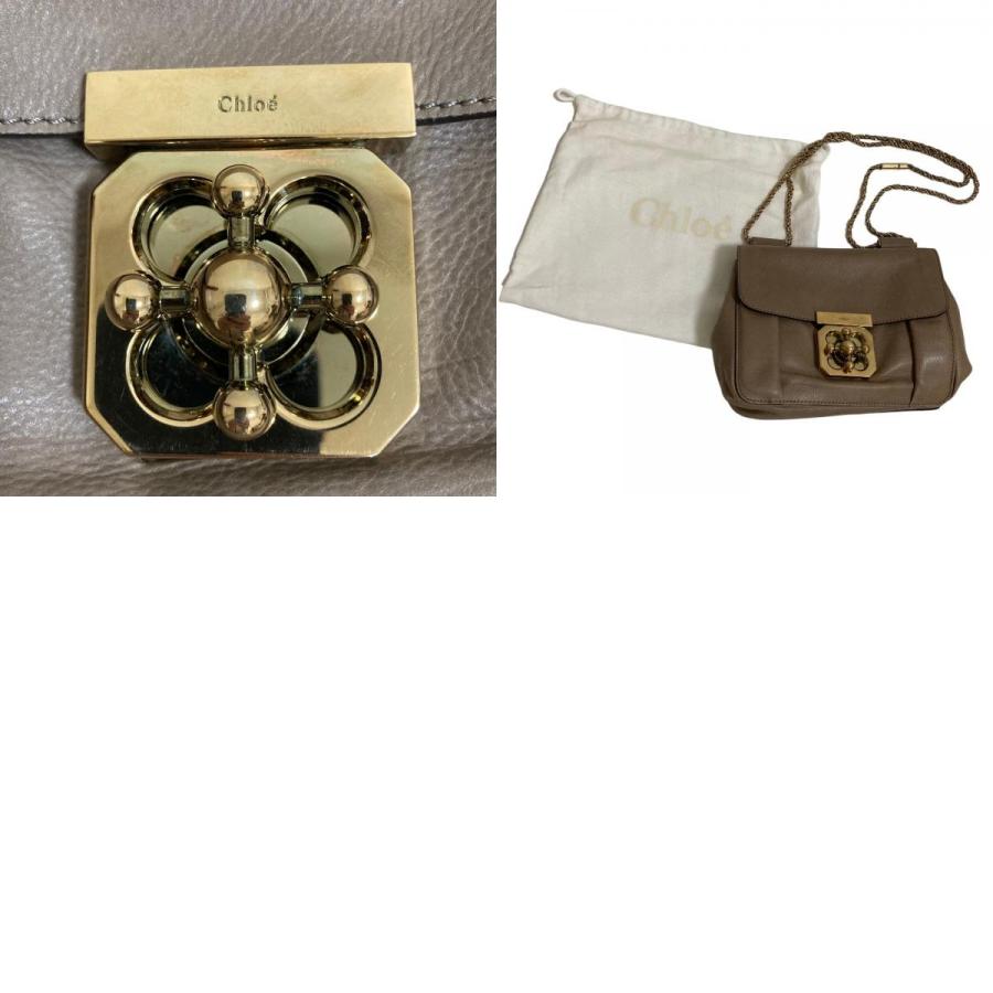 美品】クロエ Chloe エルシー ショルダーバッグ レザー グレージュ 