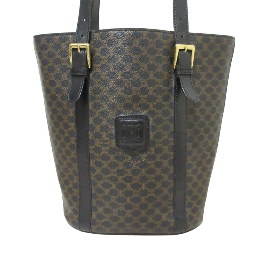 CELINE（セリーヌ） 美品 ブラックマカダム バケツ トートバッグ