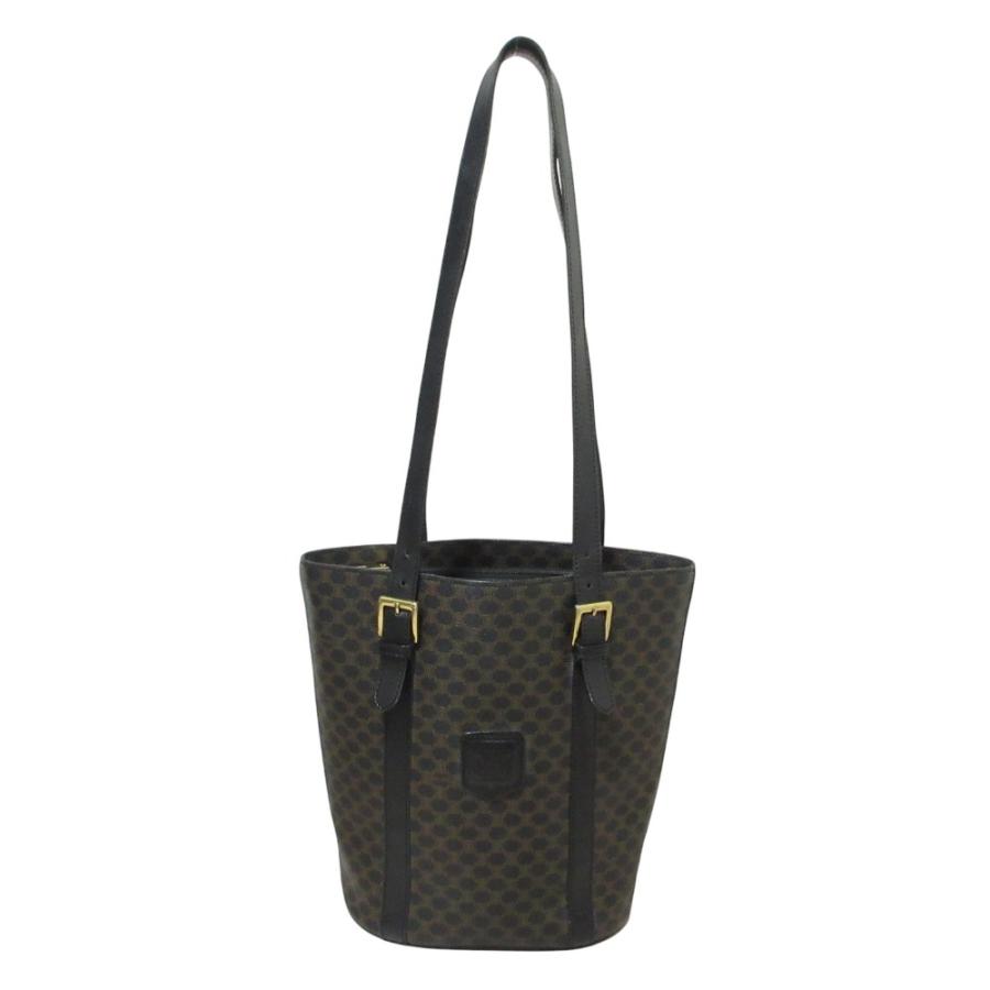 CELINE（セリーヌ） 美品 ブラックマカダム バケツ トートバッグ