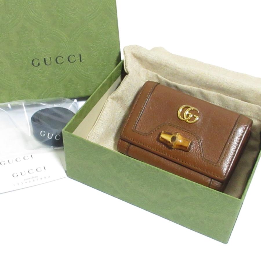 GUCCI（グッチ） 美品 ダイアナ バンブー付 コンパクトウォレット 三 