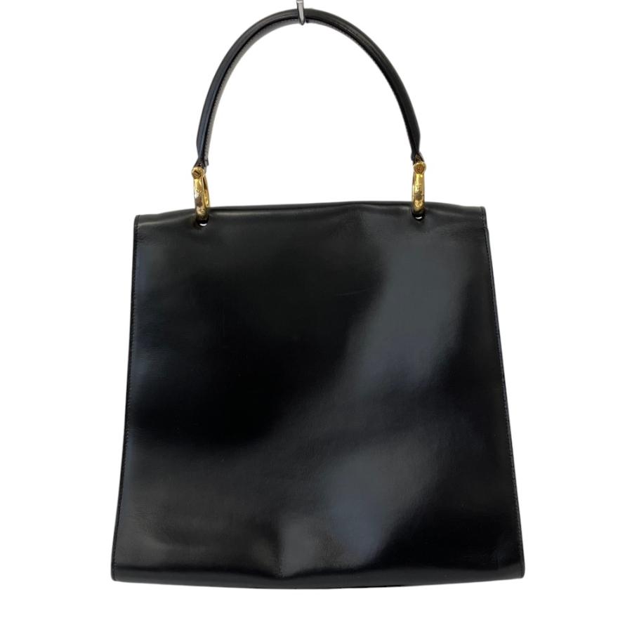 美品 CELINE レザー ハンドバッグ ゴールド金具 CELINE（セリーヌ） 美品 ビット金具 レザーハンドバッグ ブラック