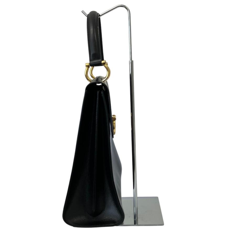 美品 CELINE レザー ハンドバッグ ゴールド金具 CELINE（セリーヌ） 美品 ビット金具 レザーハンドバッグ ブラック